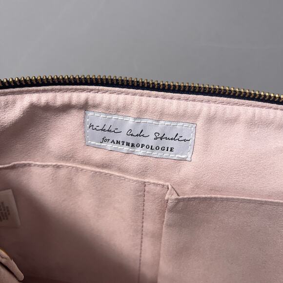 Anthropologie Nikki Cade Studio World Map Clutch Purse Blue Graphic Print Zip - Picture 3 of 14